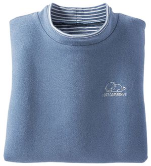 BELLUNA（ベルーナ）の「ふんわりなめらかネコちゃん刺しゅうチュニック（チュニック）」｜ブルー