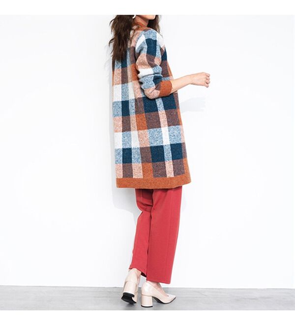 RANAN（ラナン）の「チェック柄ロング丈ニット（チュニック）」｜詳細画像