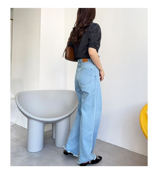 GeeRA（ジーラ）の「オリジナルパッチハイウエストデニム（ワイドパンツ・ガウチョ）」｜詳細画像