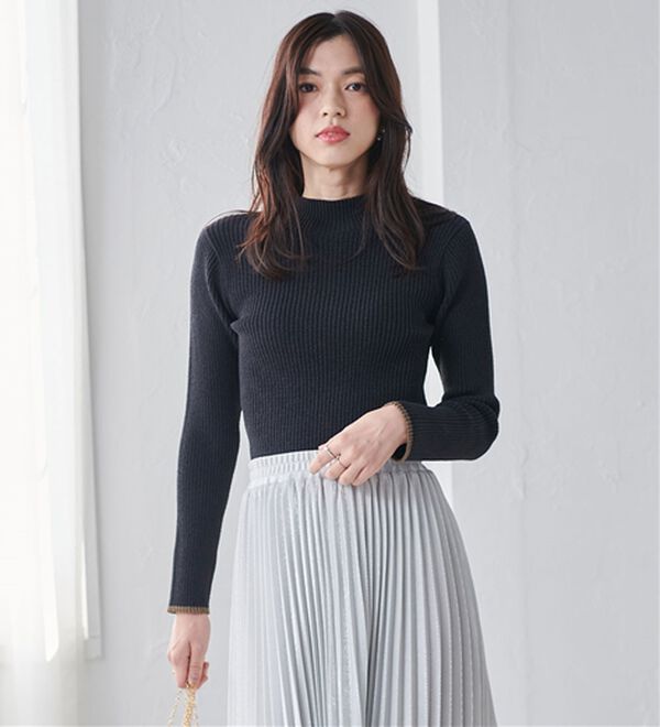 RANAN（ラナン）の「もちもちリブパイピングハイネックニット（ニット・セーター）」｜詳細画像