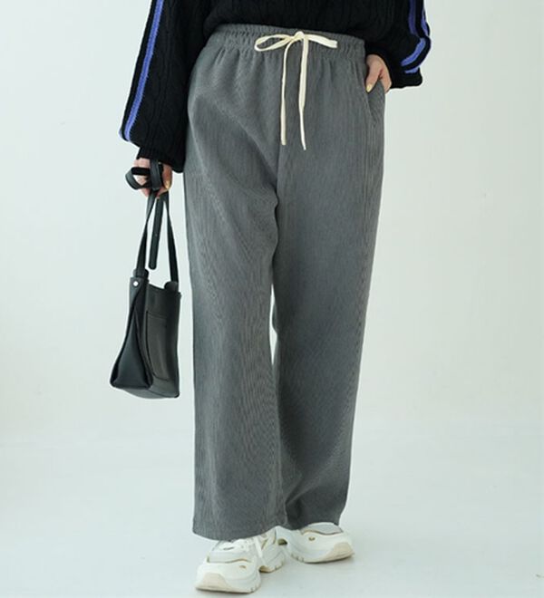 A HAPPY MARILYN（アハッピーマリリン）の「【選べる丈】裏フリースで家でも外でもあったか ふっくら コーデュロイ イージー ワイドパンツ（ワイドパンツ・ガウチョ）」｜詳細画像