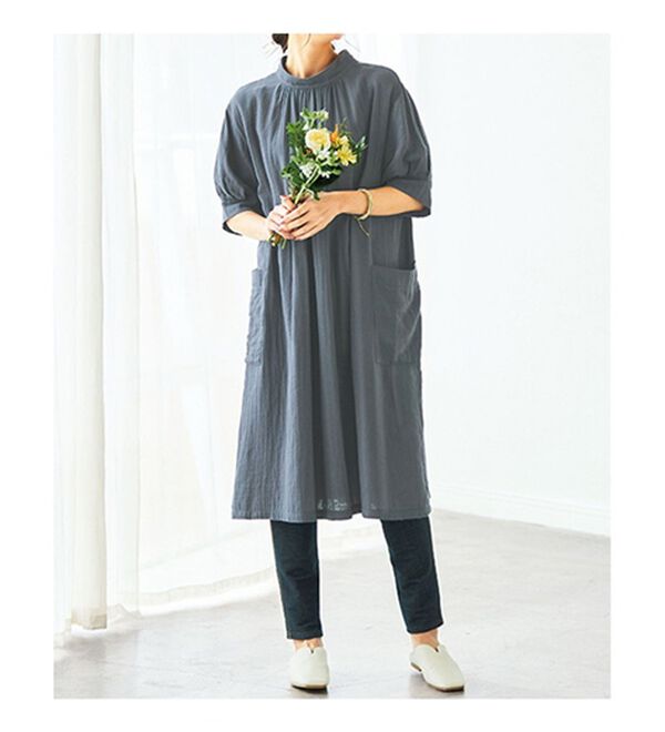 BELLUNA（ベルーナ）の「オーガニックコットンダブルガーゼワンピース（その他ワンピース）」｜詳細画像