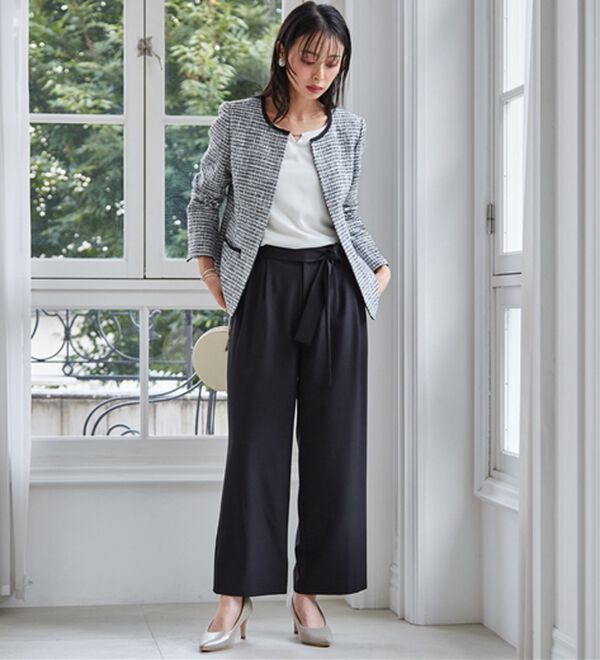 RANAN（ラナン）の「【４点セット】洗える！選べるボトムスーツセット（パンツスーツ）」｜B-2ﾜｲﾄﾞ(ﾓﾉﾄｰﾝ/ﾎﾜｲﾄﾌﾞﾗｳｽ)