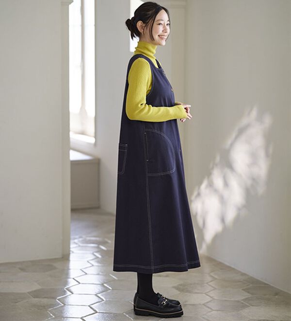 BELLUNA（ベルーナ）の「綿混素材ステッチ使いジャンパースカート（ジャンパースカート）」｜詳細画像