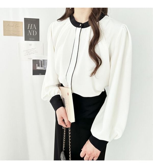 GeeRA（ジーラ）の「前後２ＷＡＹバイカラーブラウス（ブラウス）」｜詳細画像