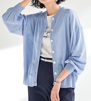 BELLUNA（ベルーナ）の「ヒンヤリ冷感！ゆったりカーディガン（ニットカーディガン）」｜サックス