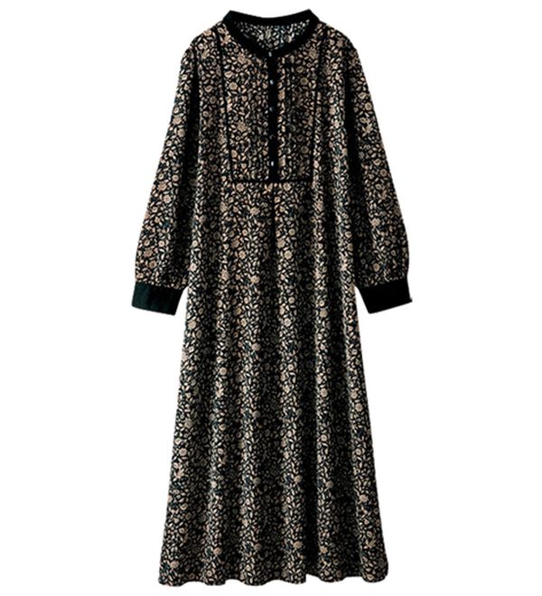 BELLUNA（ベルーナ）の「ビンテージ柄ピンタック使いワンピース（その他ワンピース）」｜詳細画像