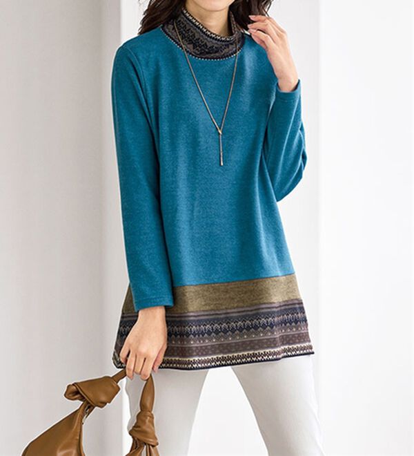 BELLUNA（ベルーナ）の「杢調素材ノルディック切替チュニック（チュニック）」｜詳細画像