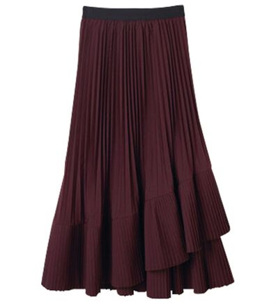 RANAN（ラナン）の「プリーツ切替フレアースカート（ひざ丈スカート）」