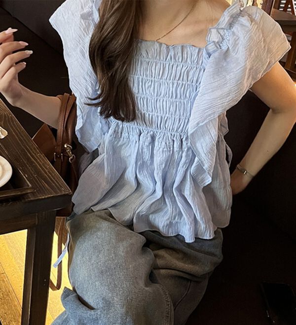 GeeRA（ジーラ）の「フリルシャーリングブラウス（ブラウス）」｜詳細画像