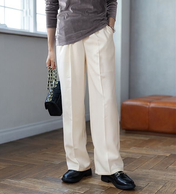 BELLUNA（ベルーナ）の「スラッと美脚セミワイドパンツ（フルレングスパンツ）」｜詳細画像