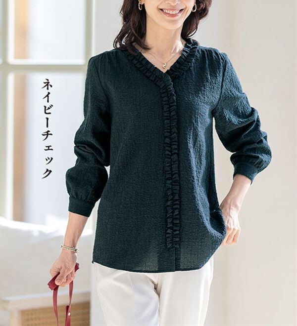 ルフラン（ルフラン）の「【３色組】タックフリルの大人ブラウス（ブラウス）」｜詳細画像