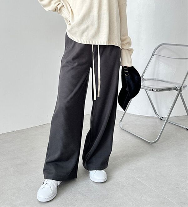 GeeRA（ジーラ）の「ふわふわあったか！裏起毛リブワイドパンツ（フルレングスパンツ）」｜詳細画像