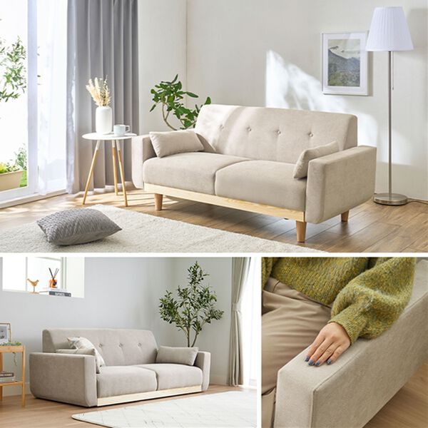 iellio（イエリオ）の「木飾り付ワイドソファＬｉｌｙｙａ＜２．５人掛＞（ソファ）」｜詳細画像