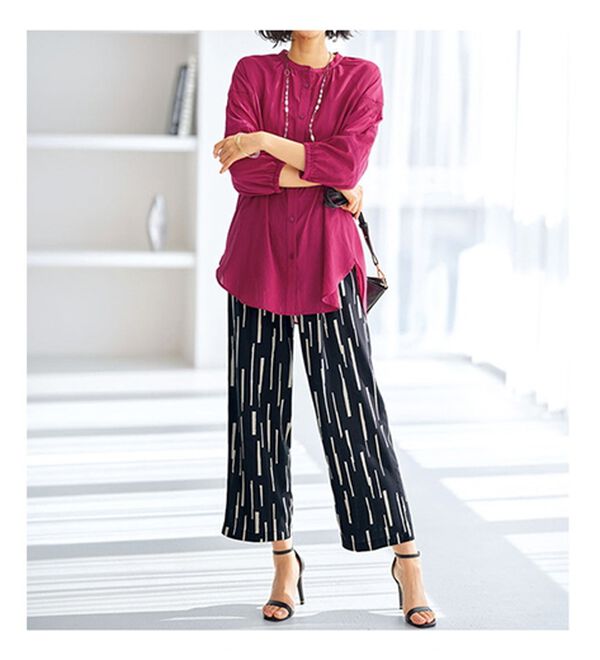 BELLUNA（ベルーナ）の「レーヨン混ビンテージ素材シャツチュニック（チュニック）」｜詳細画像