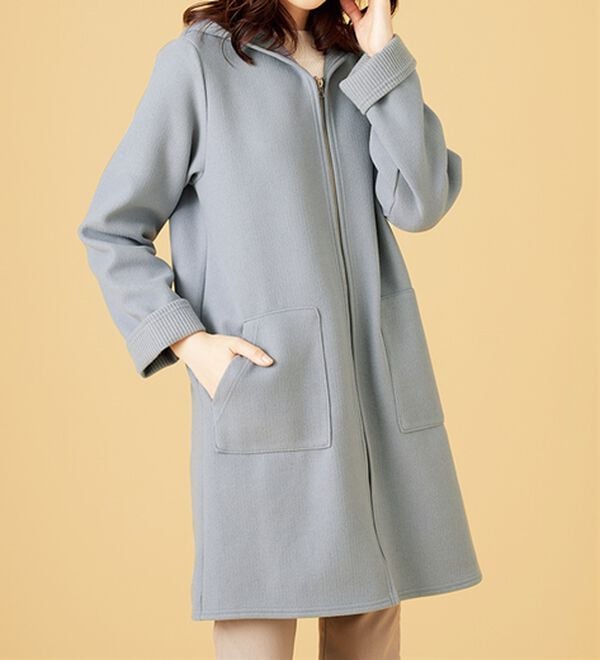 BELLUNA（ベルーナ）の「裏あぜ素材フードデザインコート（ロングコート）」｜詳細画像