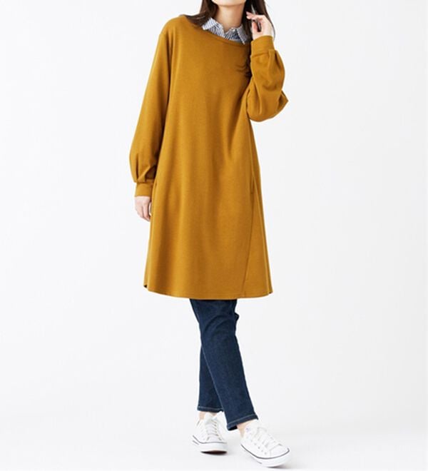 BELLUNA（ベルーナ）の「【吸湿発熱】ポンチ素材チュニックワンピース（チュニックワンピース）」｜詳細画像