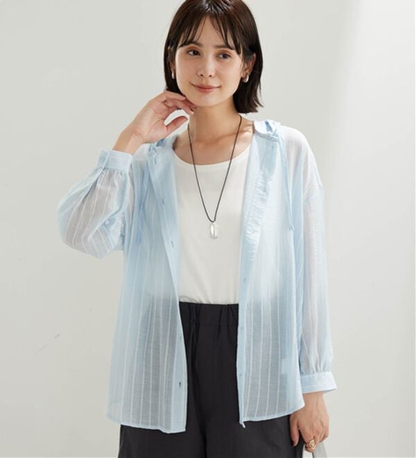 BELLUNA（ベルーナ）の「シアー素材フードデザインシャツジャケット（シャツ）」｜詳細画像
