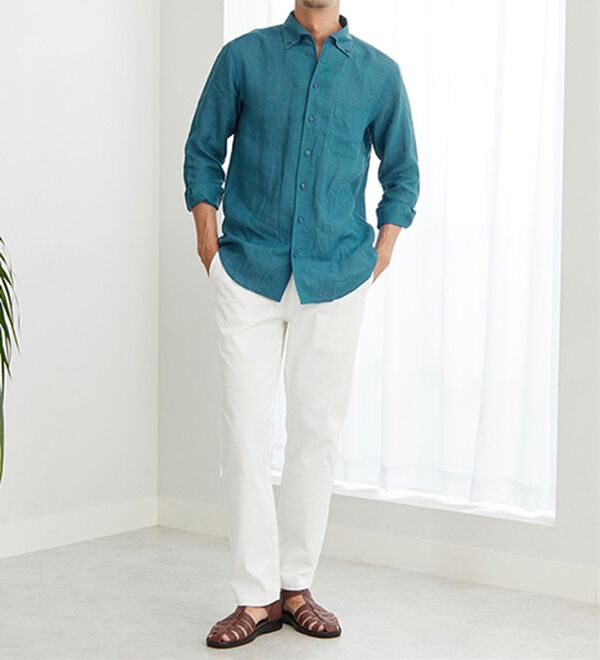 「＜コムルヴァン・オム＞大人のフレンチリネン１００％シャツ（メンズシャツ）」｜詳細画像