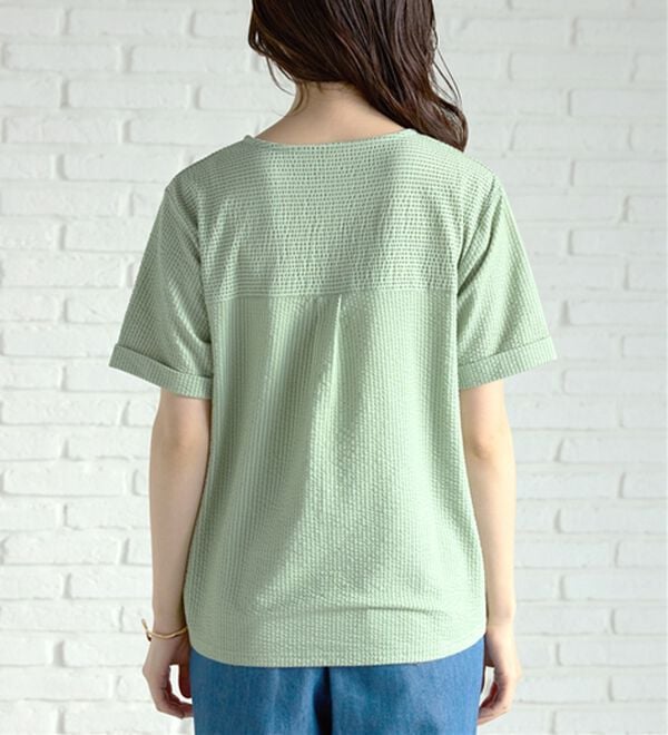 BELLUNA（ベルーナ）の「サッカー素材裾ボタンプルオーバー（カットソー）」｜詳細画像