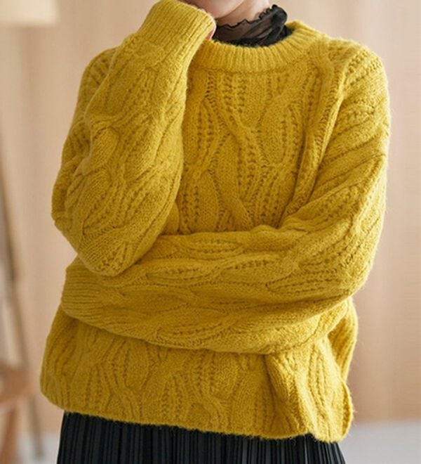 RANAN（ラナン）の「ビッグケーブル短丈ニット（ニット・セーター）」｜マスタード