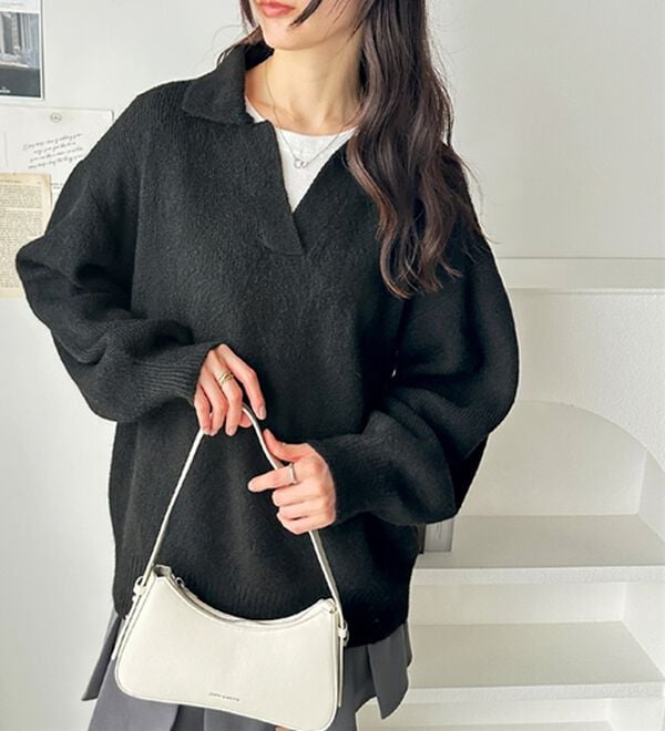 GeeRA（ジーラ）の「スキッパーポロ衿ニットトップス（ニット・セーター）」｜詳細画像