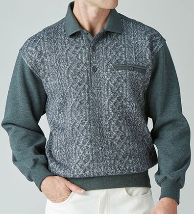 「【２色組】ぬくもりの上品ポロ衿トレーナー（メンズトレーナー）」