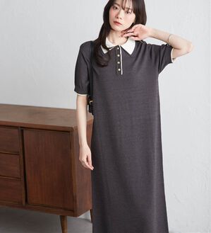 RANAN（ラナン）の「ダブルカラーポロニットワンピース（その他ワンピース）」｜グレー系