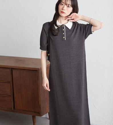 RANAN（ラナン）の「ダブルカラーポロニットワンピース（その他ワンピース）」
