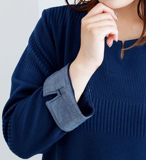 BELLUNA（ベルーナ）の「ボーダージャカード素材チュニックワンピース（チュニック）」｜詳細画像