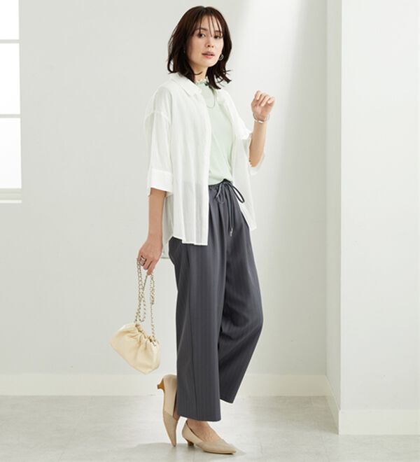 BELLUNA（ベルーナ）の「シアー素材重ね着風フリル衿プルオーバー（カットソー）」｜詳細画像