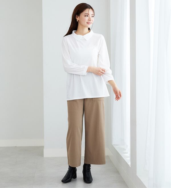 BELLUNA（ベルーナ）の「【新色追加】&ldquo;2点セット&rdquo;あぜ素材ベストアンサンブル（アンサンブル）」｜詳細画像