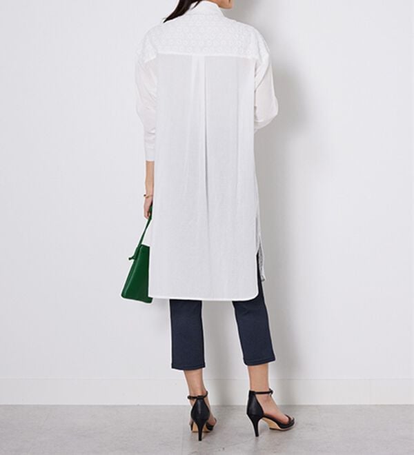 BELLUNA（ベルーナ）の「【Ｌａｇｒｉｌｕａ】ヴィンテージレース切替シアーロングシャツ（シャツワンピース）」｜詳細画像