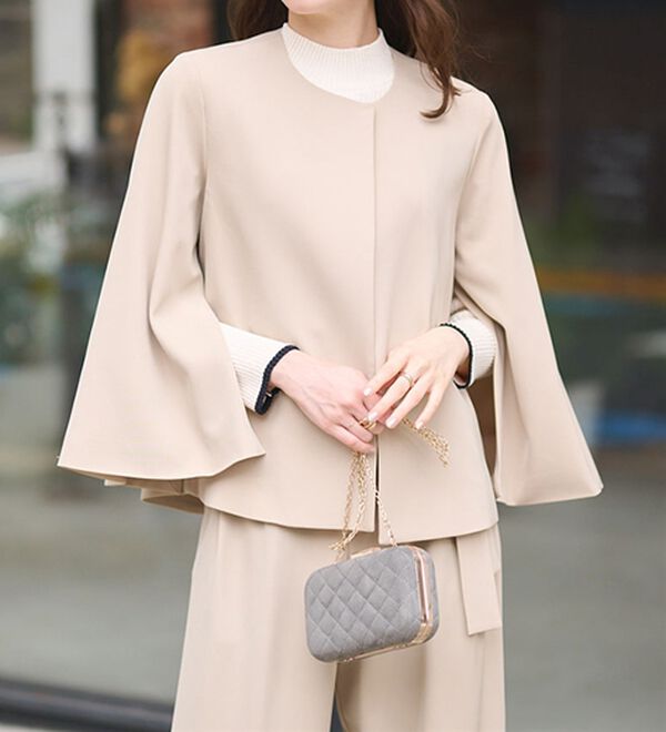 RANAN（ラナン）の「【２点セット】防しわ！洗える！ケープライクジャケットセットアップ（パンツスーツ）」｜詳細画像