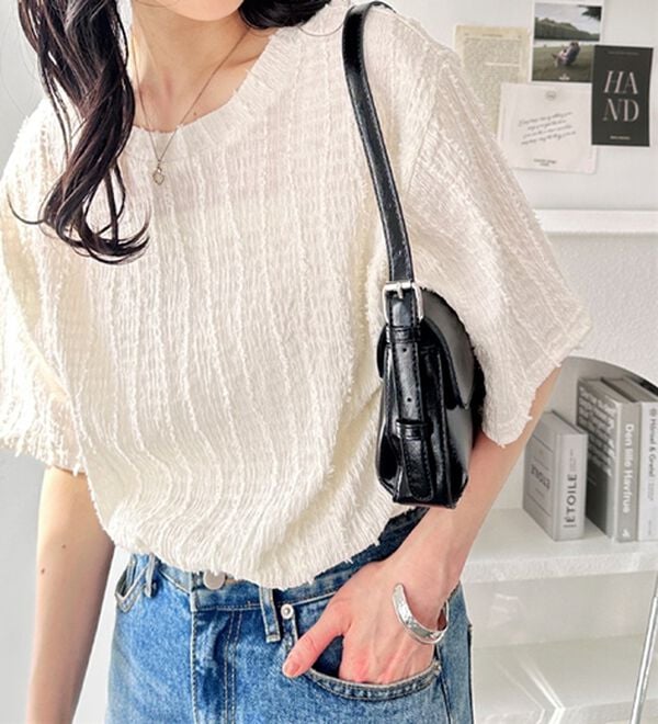 GeeRA（ジーラ）の「シャギージャカードＴシャツ（カットソー）」｜詳細画像