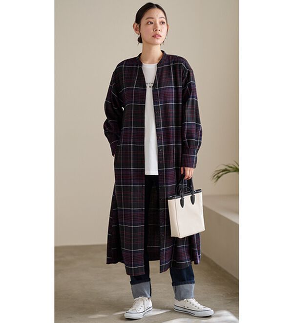 BELLUNA（ベルーナ）の「ウール調素材チェック柄ゆったりワンピース（その他ワンピース）」｜詳細画像