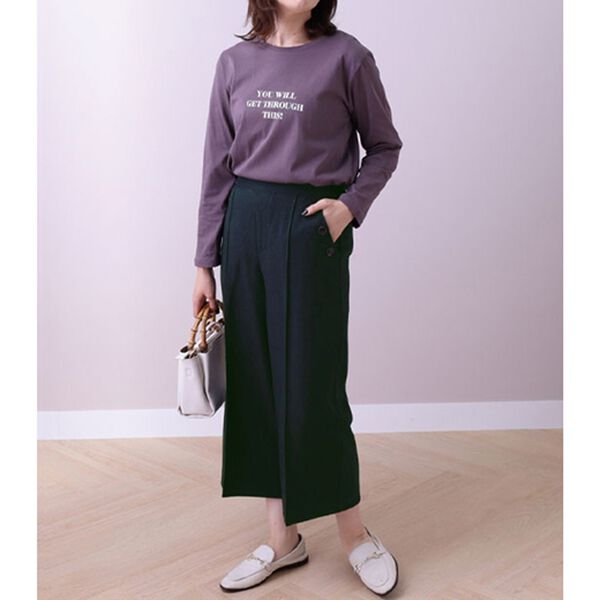 BELLUNA（ベルーナ）の「ウーリッシュ素材釦使いワイドパンツ（ワイドパンツ・ガウチョ）」｜詳細画像