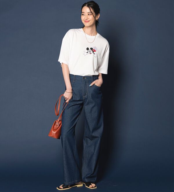 BELLUNA（ベルーナ）の「＜Ｄｉｓｎｅｙ＞刺しゅうデニムパンツ（ワイドパンツ・ガウチョ）」｜詳細画像