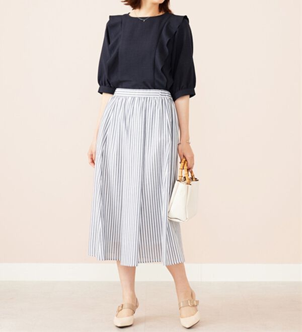 BELLUNA（ベルーナ）の「麻調合繊フリルデザインブラウス（ブラウス）」｜詳細画像