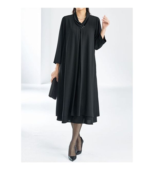 BELLUNA（ベルーナ）の「洗える！冷感素材ドレープワンピース（ブラックフォーマル（喪服・礼服））」｜詳細画像