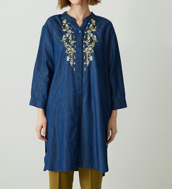 BELLUNA（ベルーナ）の「デニム素材華やか刺しゅうワンピース（その他ワンピース）」｜詳細画像