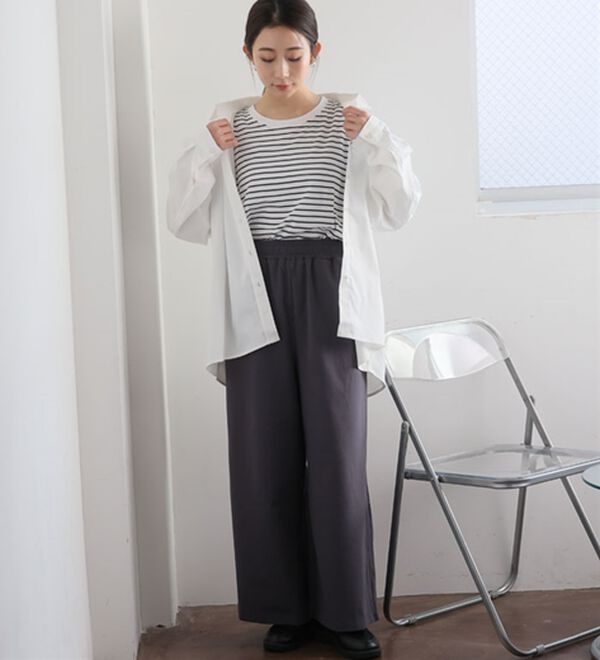 A HAPPY MARILYN（アハッピーマリリン）の「【Ｍ～８Ｌ／選べる丈】【接触冷感・吸水速乾】ゆるワイドパンツ（ワイドパンツ・ガウチョ）」｜詳細画像