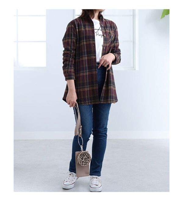BELLUNA（ベルーナ）の「裏フリース素材チェック柄シャツジャケット（シャツ）」｜詳細画像