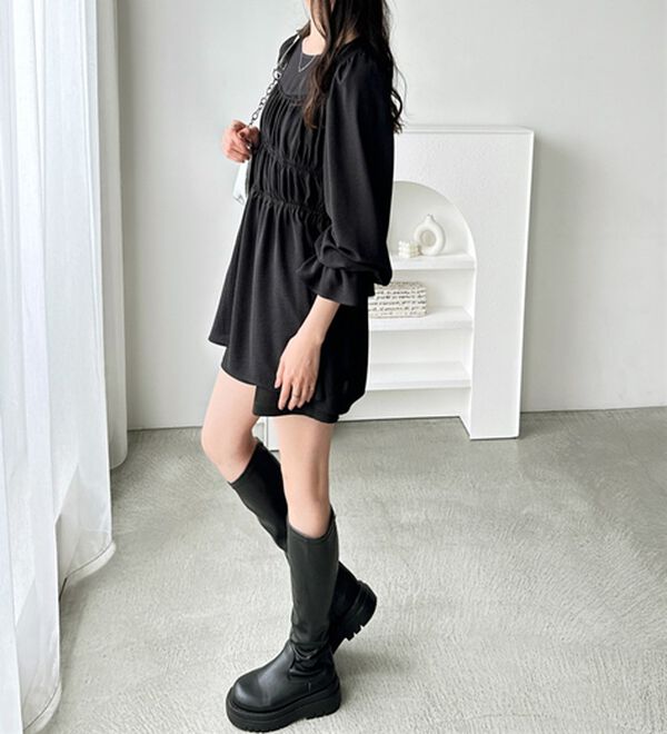 GeeRA（ジーラ）の「シャーリングビスチェデザインチュニックブラウス（ブラウス）」｜詳細画像