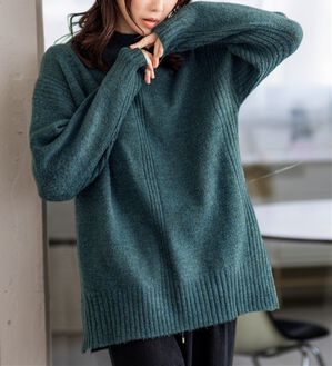 BELLUNA（ベルーナ）の「【快適Ｌａｂ．】洗える＆チクチクしにくい！ウール調ニットプルオーバー（ニット・セーター）」｜ターコイズ