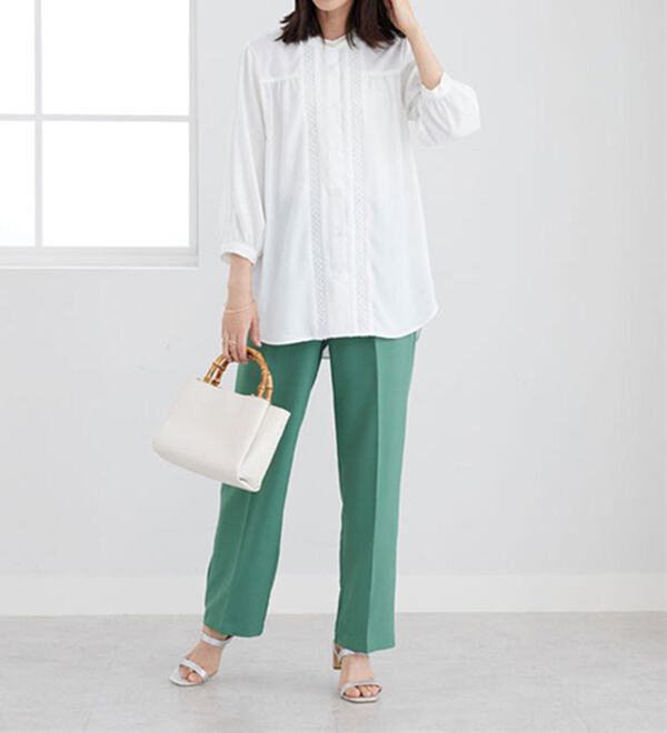 BELLUNA（ベルーナ）の「ビンテージ素材レース使いシャツチュニック（チュニック）」｜詳細画像