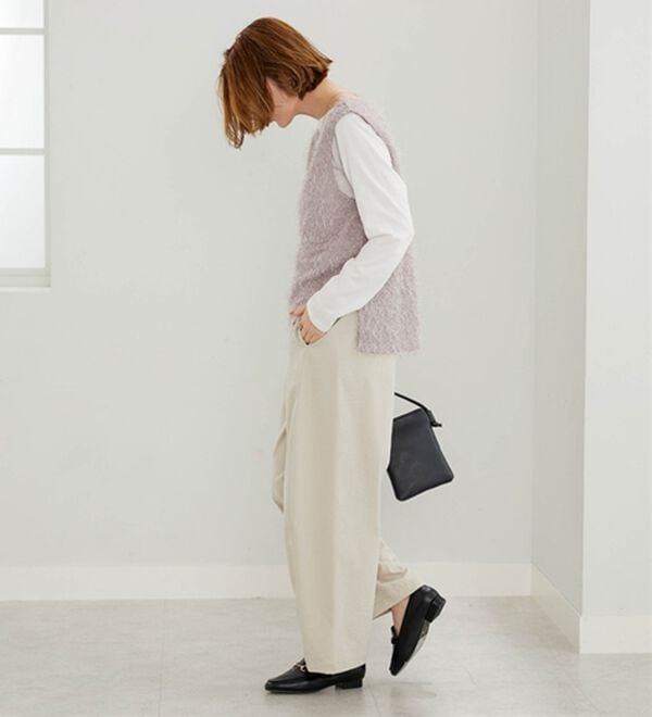 BELLUNA（ベルーナ）の「サラもち！快適ビンテージ調素材カーブパンツ（ワイドパンツ・ガウチョ）」｜詳細画像