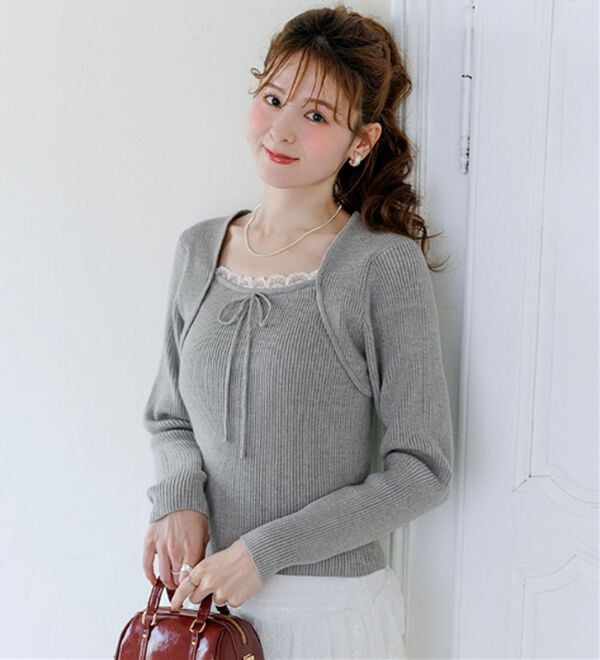 alotta（アロッタ）の「【Corie】ボレロレイヤード風ニットトップス（ニット・セーター）」｜詳細画像
