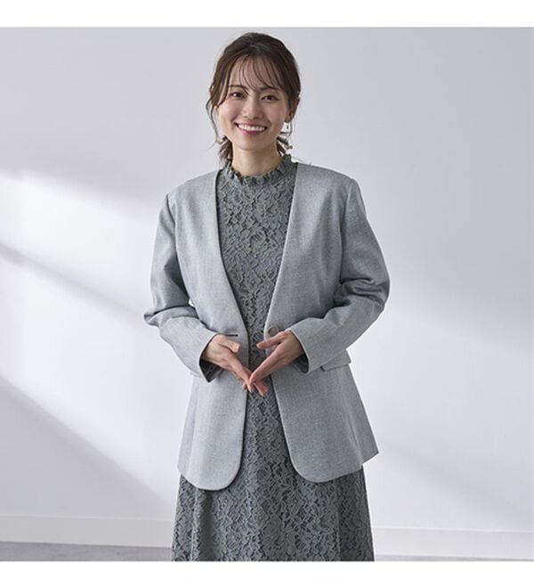 BELLUNA（ベルーナ）の「＜楽スタフィット＞ノーカラージャケット（ノーカラージャケット）」｜詳細画像