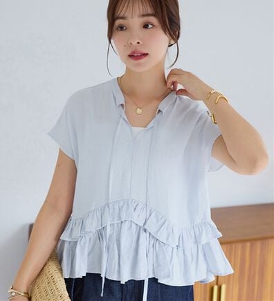 alotta（アロッタ）の「裾ティアードキーネックブラウス（ブラウス）」